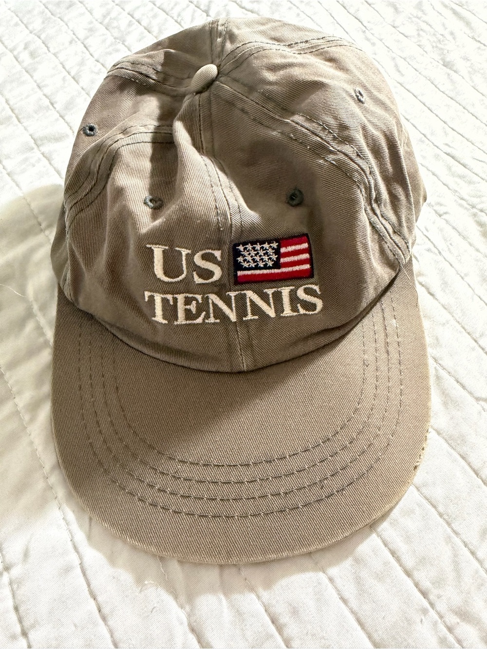 STARTER Khaki US Tennis Baseball Cap with Flag Patch